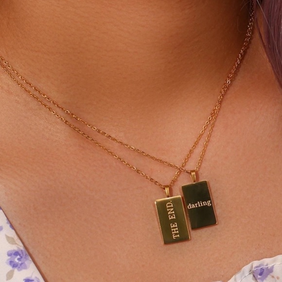 NEW 18K GOLD ENGRAVED LETTERS NECKLACE, NICE NECKLACE, CUTE NECKLACE - Picture 3 of 7